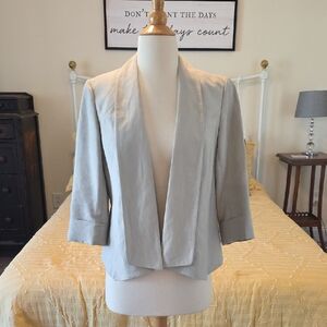 Kasper Beige Open-Front Cropped Blazer